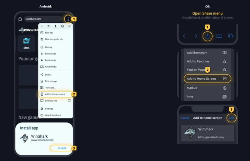 winshark mobile page